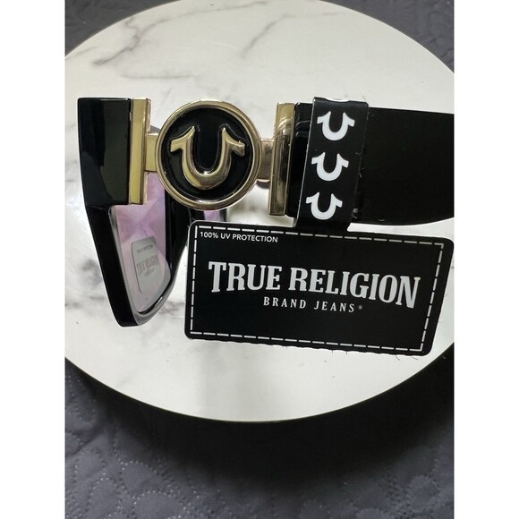 NWT Womens True Religion Sunglasses TRM1784X Black/Gold Reflectiv Oversized $90 main image 12